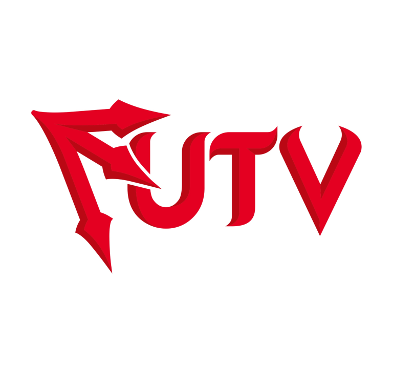 Red and black logo with stylised letters "FUTV".